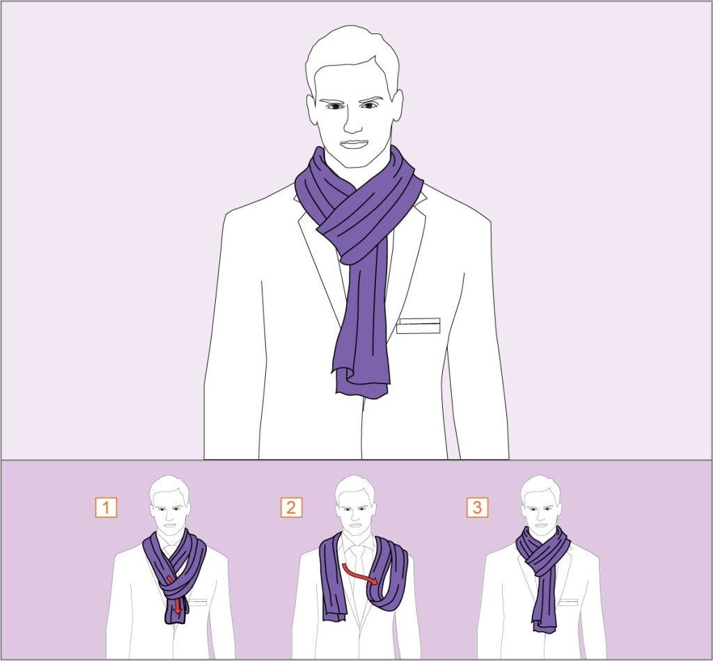 Как завязать шарф французским узлом - схема