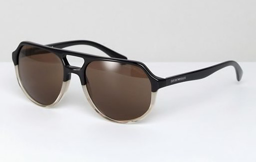 Солнцезащитные очки-авиаторы в черной оправе Emporio Armani