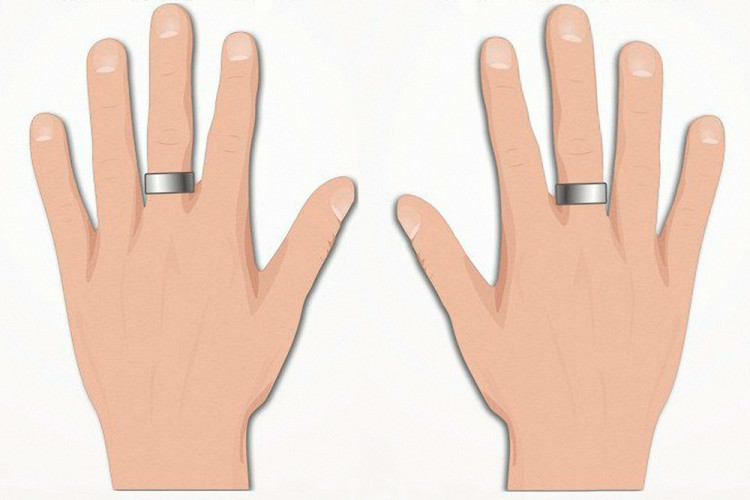 Мужское кольцо на среднем пальце